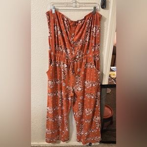 Orange sleeveless Romper- PLUS